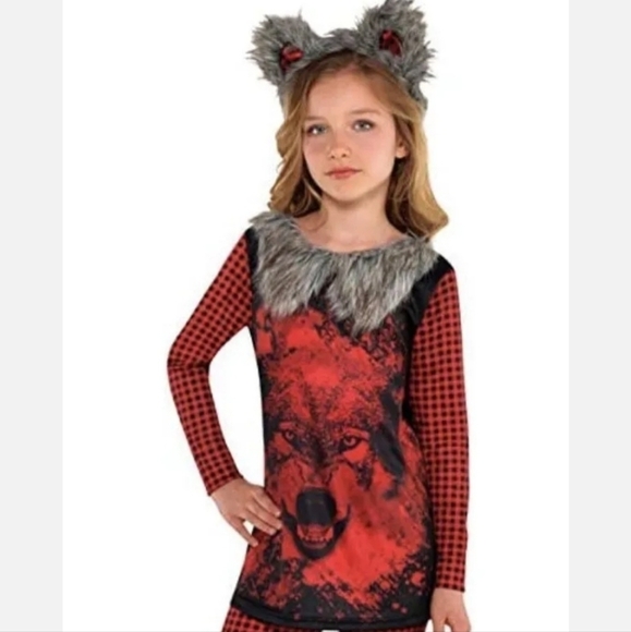 NWT Storybook Dark Riding Hood Long Sleeve Top Child M/L Wolf Halloween Costume - Picture 1 of 7